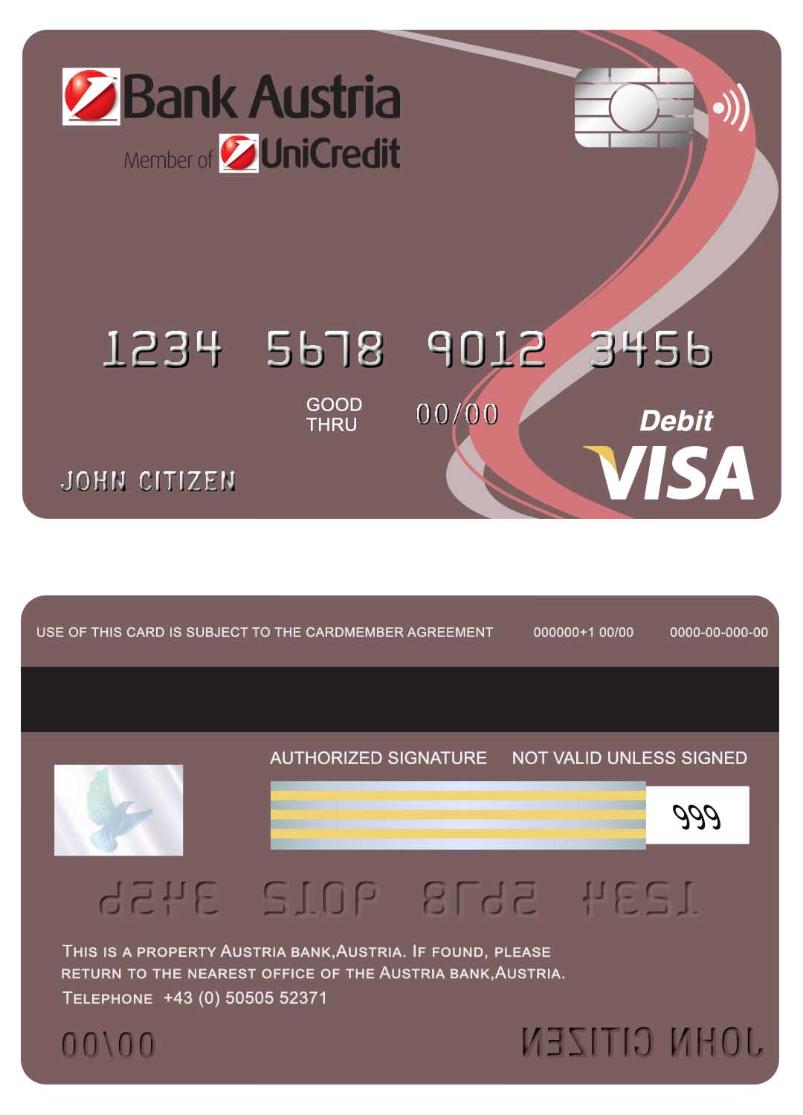 Austria Bank Austria visa card